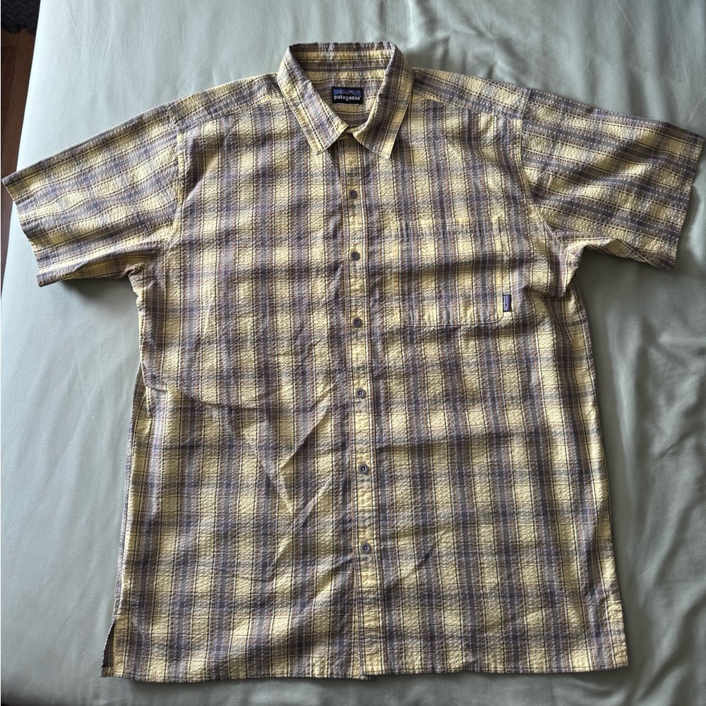Patagonia Men's Casual Yellow Plaid Shirt